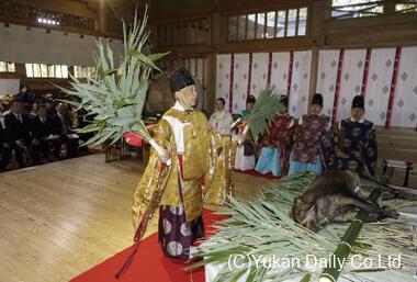  高千穂神社で行われた「猪々掛祭」